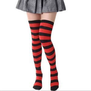 NWOT Black & Red Tall Striped Socks